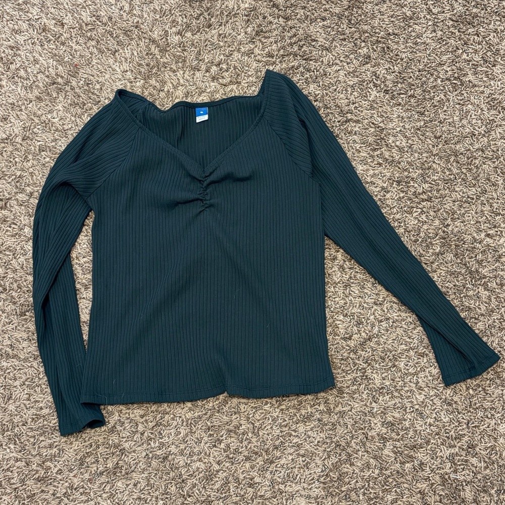 5 for $25 Old Navy Dark Green Ribbed Long Sleeve Top